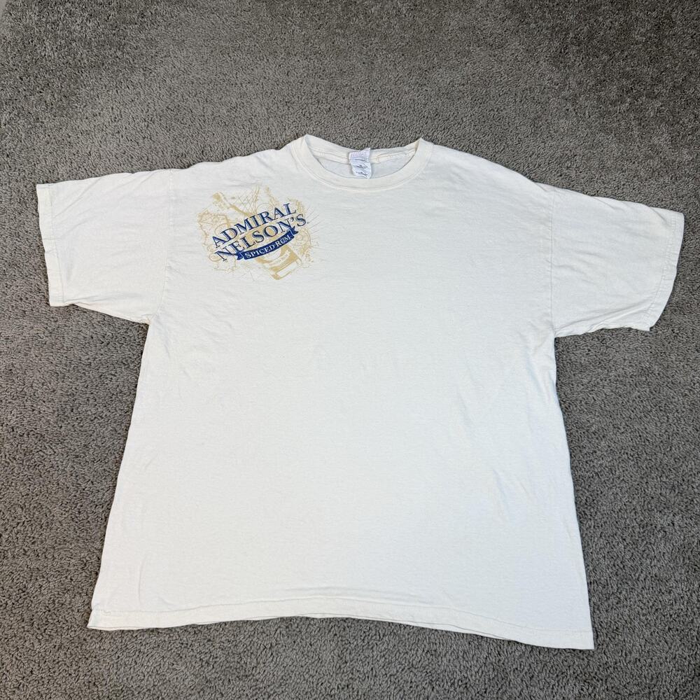 VTG Admiral Nelsons Shirt Mens XL White Spice Rum Short Sleeve Y2K Casual